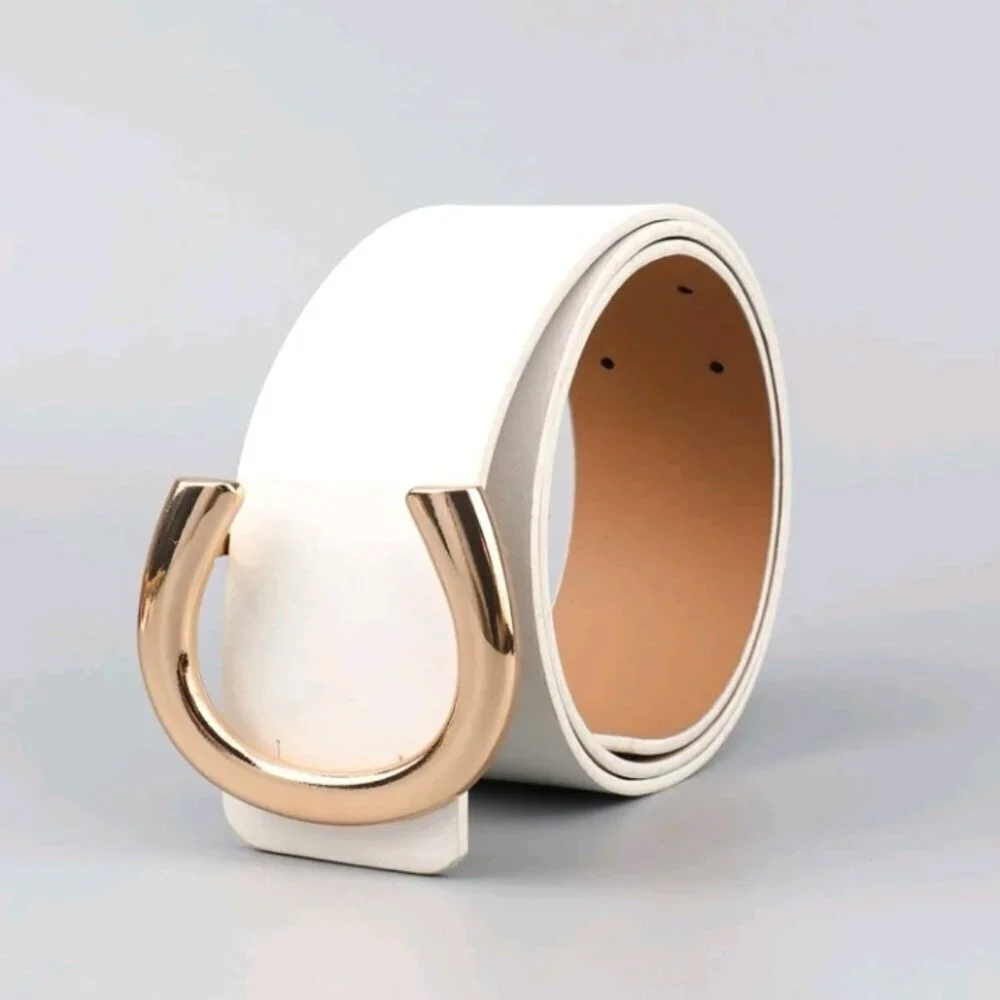 1Pcs Women Leather Buckle Decor Fashion Belt